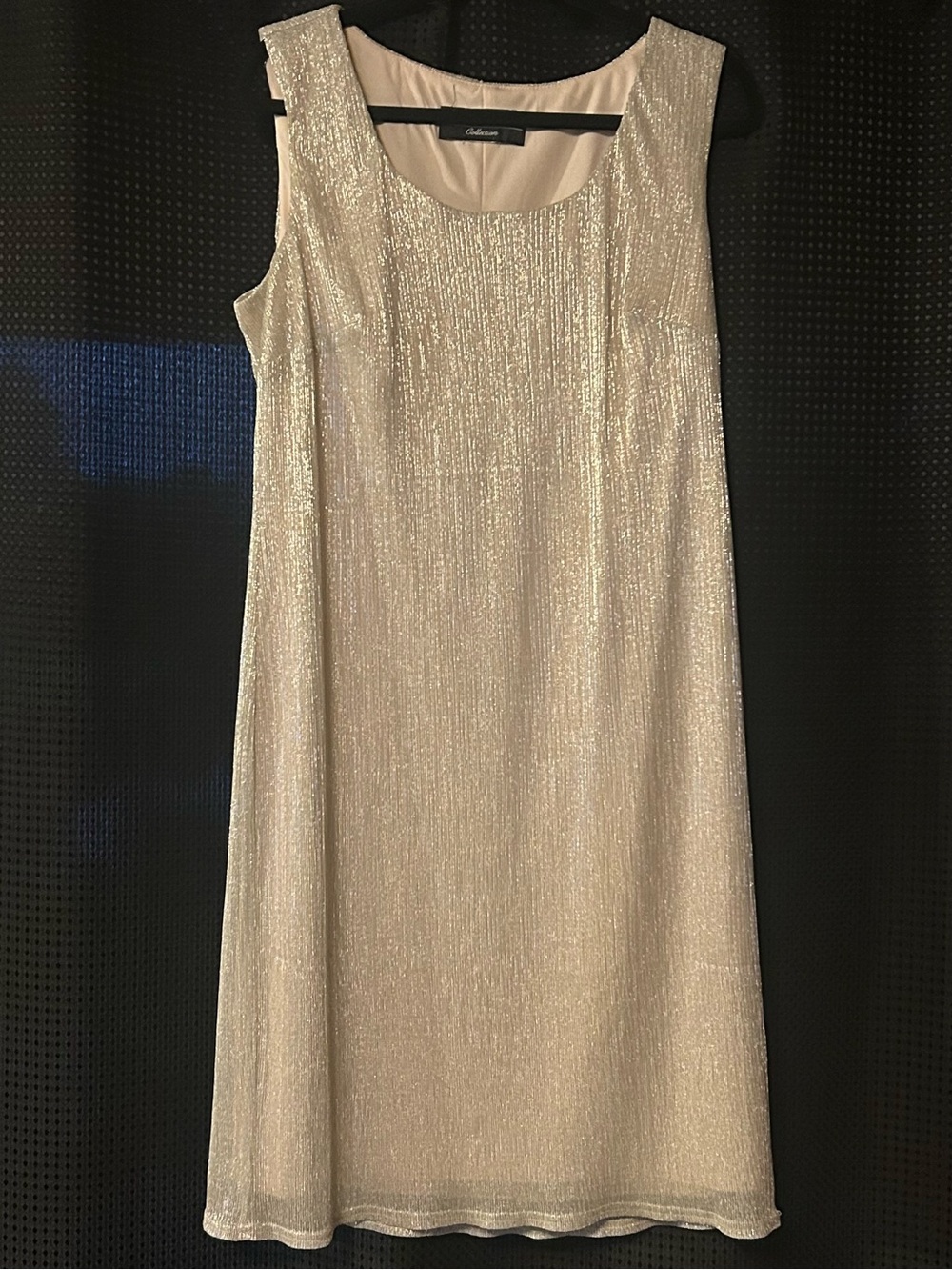 R & M Collection Metallic Champagne Shimmer Sleeveless Dress L/XL